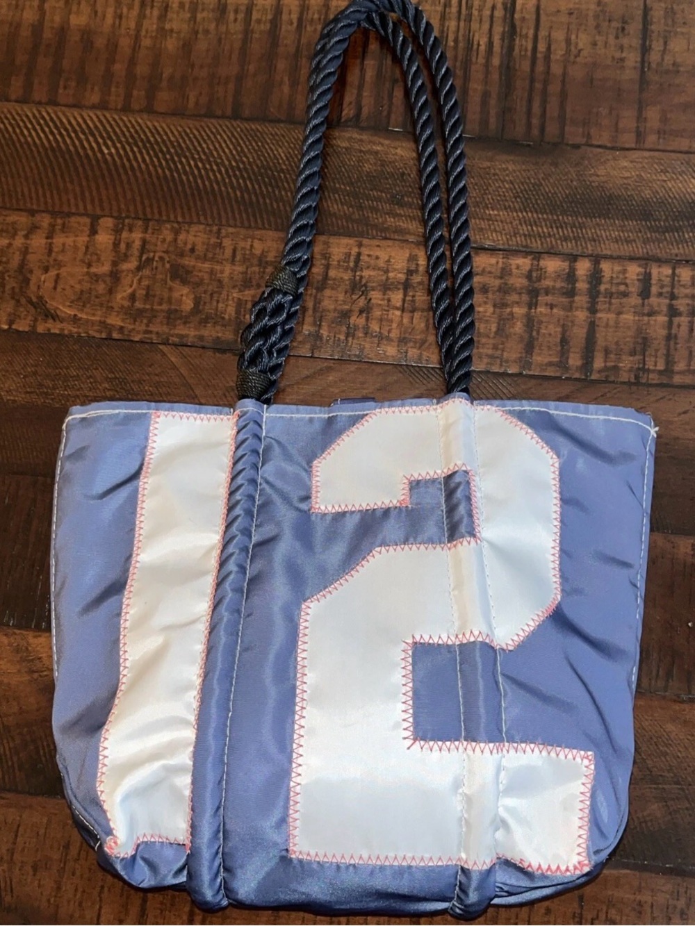 Sea Bags Maine Patriots Tom Brady Medium Blue White Tote Bag Rope Rare TB12
